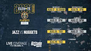 The first round of the 2020 nba playoffs is set to begin aug. Altitude Sports Announces Broadcast Schedule For First Round Of The 2020 Nba Playoffs Altitude Sports