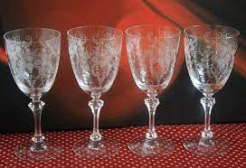 This antique design sofa with floral and crystal pattern is a unique piece. Vintage Fostoria Crystal Glasses Etched Floral Pattern Wine Etsy Fostoria Crystal Fostoria Antiques