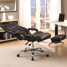 Executive Adjustable Black Reclining Office Chair With Footrest And Chrome Base Black Reclining Office Chair Furniture Conference Room Chairs