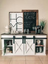 Barn Door Console Coffee Bar Home Coffee Decor Kitchen Home Coffee Stations