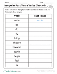 Past Tense Verbs Education Com