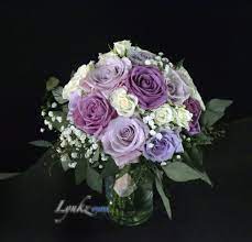Bridesmaids Bouquet From Three Kinds Of Lavender Roses Cool Water Ocean Song And Faith With White Wedding Flowers White Bridal Bouquet White Spray Roses