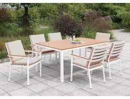 Rosecliff Heights Eisenhower 7 Piece Dining Set With Cushions Rosecliff Heights In 2020 Wood Patio Table Wood Patio Modern Outdoor Dining Sets