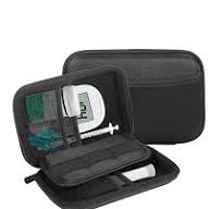 Small Diabetic Supply Travel Case - Eva Hard Organizer for Glucose Monitor  & Diabetes Testing Kit (Black