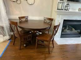 Pottery barn banks extending pedestal dining table, alfresco brown. Pottery Barn Round Dining Table And 4 Chairs Ebay