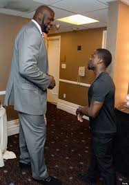 What's kevin hart going to do, give the others shin caps the head butting of a lifetime? Shaquille Oneal Kevin Hart Makes Me Laugh Tall People Famous African American Men Tall Guys