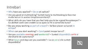 Cu toate acestea insa, oricat de bine am incerca sa ne pregatim, nu putem spune ca am ajunge vreodata sa. Interviu De Angajare In Engleza Cameriste Housekeeping Youtube