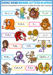zodiac signs esl vocabulary worksheets
