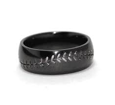 Men S Blacked Out Baseball Wedding Band Baseball Wedding Band Mens Wedding Rings Sports Wedding Ring