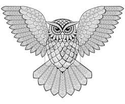Fliegende Eule Im Zentangle Stil Erwachsene Antistress Farbung Leinwandbilder Bilder Durchbrochene Flugel Monochrome Myloview De