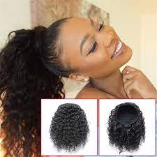 It's no secret that a good ponytail is a foolproof way to slay — and these protective styles. Amazon Com Beauhair Human Hair Afro Ponytail 12inch Kinky Curly Ponytail For Black Women Natural Color Drawstring Afro Ponytail Hair Extensions Beauty