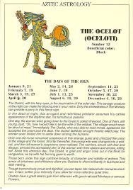 Aztec Astrology Postcard The Ocelot Aztec Astrology