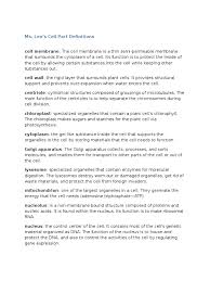 Plant cell definition and overview. Cell Part Definitions Endoplasmic Reticulum Cell Biology