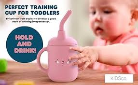 KIDSco. Silicone Baby Cup with Straw (Penguin)