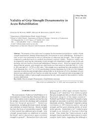 Pdf Validity Of Grip Strength Dynamometry In Acute