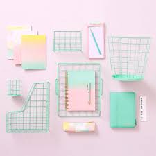 The Essentials Make Organising Your Desk A Piece Of Cake With Colour Coordinated Pens Notebooks And D Pastel Desk Accessories Pastel Room Pastel Room Decor