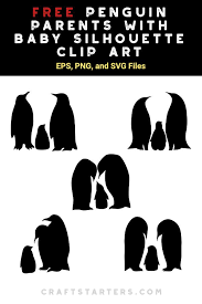 Free Penguin Parents With Baby Silhouette Clip Art Baby Silhouette Silhouette Clip Art Penguins