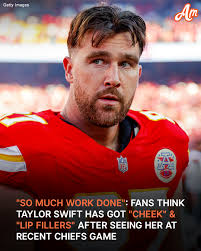 Taylor Swift attended recent Chiefs-Texans game to support her boyfriend  Travis Kelce, sparking stir with her "younger" look. 🤨 Pics in the  comments. 👇