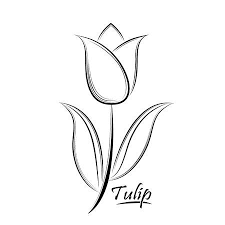 Vector Black Contour Of A Tulip Flower Isolated On A White Background Tulip Drawing Cool Art Drawings Art Drawings For Kids