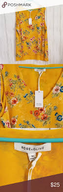 Rose Olive Mustard Yellow Floral Sleeveless Top Floral Sleeveless Floral Sleeveless Top Yellow Floral