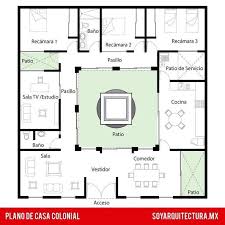 Pin By Guadalupe Marin On Casa De Mexico In 2020 Colonial House Plans Courtyard House Plans Model House Plan