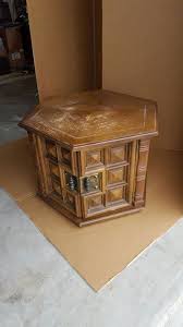 1960s Octagon End Table Makeover Pet Bed In Process Painted Furniture Pets Pets Animals Rough Looking End Table Makeover Table Makeover Octagon Table