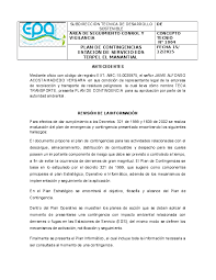 El plan ha sido desarrollado teniendo en consideración la ley nº 28551 que establece la obligación de elaborar y presentar planes de contingencia, así como el anexo nº 2 del d.s. Doc Concepto Tecnico Terpel Yvete Araujo Hernadez Academia Edu