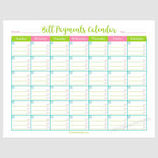 Printable Bill Payments Calendar A Cultivated Nest Bill Calendar Paying Bills Budget Calendar