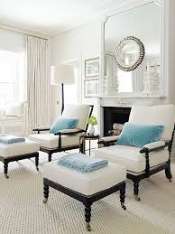 Layered Mirrors Above The Fireplace Mantel In White And Blue Sitting Room On Thou Swell Thouswellblog Home Home Goods Decor Home Decor