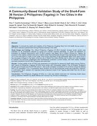 It also explain the difference between perspective and is. Pdf A Community Based Validation Study Of The Short Form 36 Version 2 Philippines Tagalog In Two Cities In The Philippines