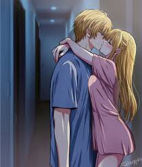 Rule 34 - 1boy Absurdres Asgykk Blonde Hair Blue Eyes Blue Shirt Blush  Breasts Brother And Sister Closed Eyes Commentary Request Cowboy Shot Door  Female French Kiss From Side Hair Between Eyes