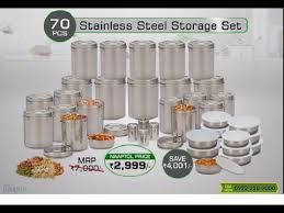 Stainless steel kitchen storage containers. Kitchen Cooks 70 Pcs Stainless Steel Storage Set Youtube