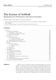 Softball assessment tools are used in the evaluation process by most all coaches and even some players. Pdf The Science Of Softball Implications For Performance And Injury Prevention