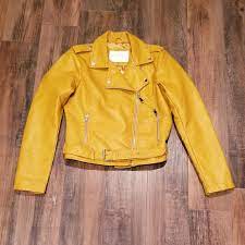 This Mustard Yellow Faux Leather Jacket Is Just The Peice For You To Have In Your Closet Pair It With Your F Leather Jacket Faux Leather Jackets Favorite Jeans
