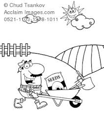Cute free clip art and coloring pages. Coloring Page Drawing Of A Farmer At Work On The Farm Royalty Free Clip Art Picture