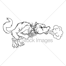 Three Little Pigs Big Bad Wolf Blowing Gl Stock Images Father shows a string of sausage. three little pigs big bad wolf blowing