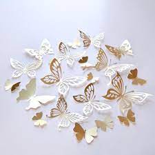 20 Gold Butterfly Wall Decor Gold Butterfly Decoration Gold Etsy In 2021 Butterfly Decorations Butterfly Wall Decor Butterfly Wedding Decorations