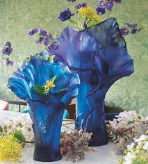 Daum Crystal Arum Bleu Nuit Large Vase In 2020 Crystal Vase Large Vase Vase