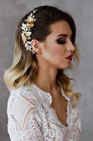 Golden floral hair comb