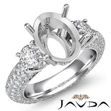 Nearly every setting, like our popular halo and vintage settings, can be customized with large center diamonds, moissanites or colored gemstones. 3 Stone Round Diamond Engagement Ring Setting 18k W Gold Oval Semi Mount 2 8ct Tw