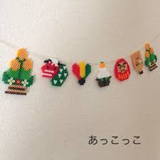 お正月ガーランド パーラービーズ アイロンビーズ お正月 スヌーピー アイロンビーズ