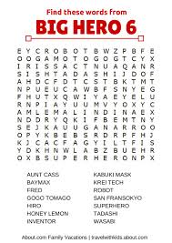 Let's find the following halloween words in the puzzle: 14 Free Printable Disney Word Searches Mazes And Games Disney Word Big Hero 6 Party Ideas Disney Word Search