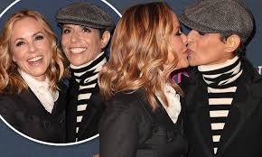 Maybe you would like to learn more about one of these? Maria Bello 52 Plants A Kiss On The Lips Of Her Fiancee Daily Mail Online