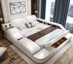 leather bed with storage safe speaker led light for bedroom furniture in 2021 leather sofa living room leather bed frame leather bed