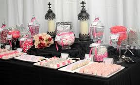 Elegant Black Grey Pink White Candy Dessert Table Candy Table Dessert Table White Candy