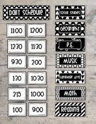 Bold And Modern Black White Class Daily Schedule Pocket