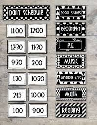 Bold And Modern Black White Class Daily Schedule Pocket