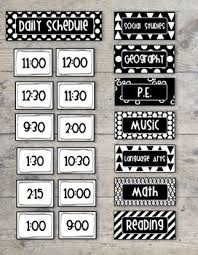 bold and modern black white class daily schedule pocket