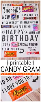 Candy gram valentines day printable templates. Candy Gram Birthday Card Printable