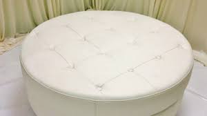 Good shape, just no longer have leather furniture. Round White Leather Ottoman Coffee Table Furniture Youtube